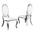 Classy Round Back White Faux Leather Side Chairs with Silver Legs (Set of 2)
