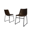 Minimal Coffee Faux Leather Side Chairs (Set of 2)