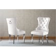 Tufted White Faux Leather Side Chairs with Silver Stainless Steel (Set of 2)