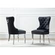 Tufted Black Velvet Side Chairs with Silver Stainless Steel (Set of 2)