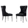 Tufted Black Velvet Side Chairs with Silver Stainless Steel (Set of 2)
