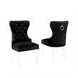 Tufted Dark Gray Velvet Side Chairs with Clear Acrylic Legs (Set of 2)