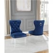 Tufted Navy Blue Velvet Side Chairs with Clear Acrylic Legs (Set of 2)