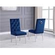 Velvet Tufted Side Chairs in Navy Blue with Silver Chrome Legs (Set of 2)
