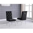 Velvet Tufted Side Chairs in Black with Silver Chrome Legs (Set of 2)