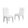 White Faux Leather Tufted Side Chairs with Gold Chrome Legs (Set of 2)