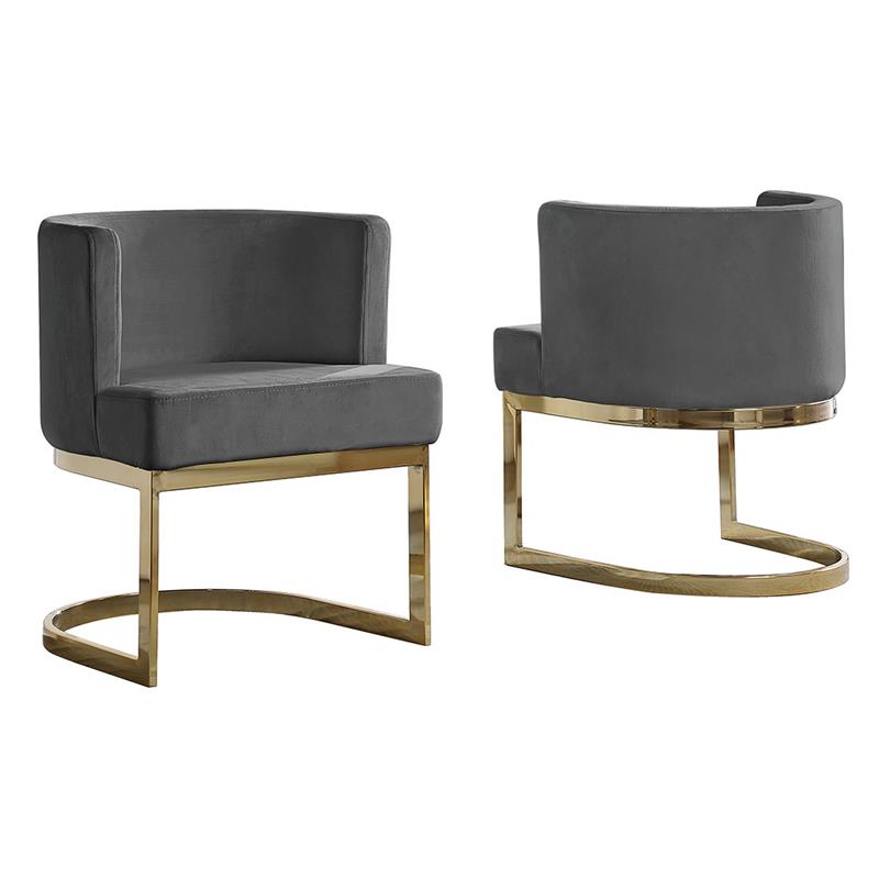 Velvet Dark Gray Accent Chair with Gold Chrome Base - 1 Chair