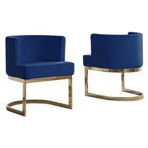 velvet navy blue accent chair with gold chrome base - 1 chair