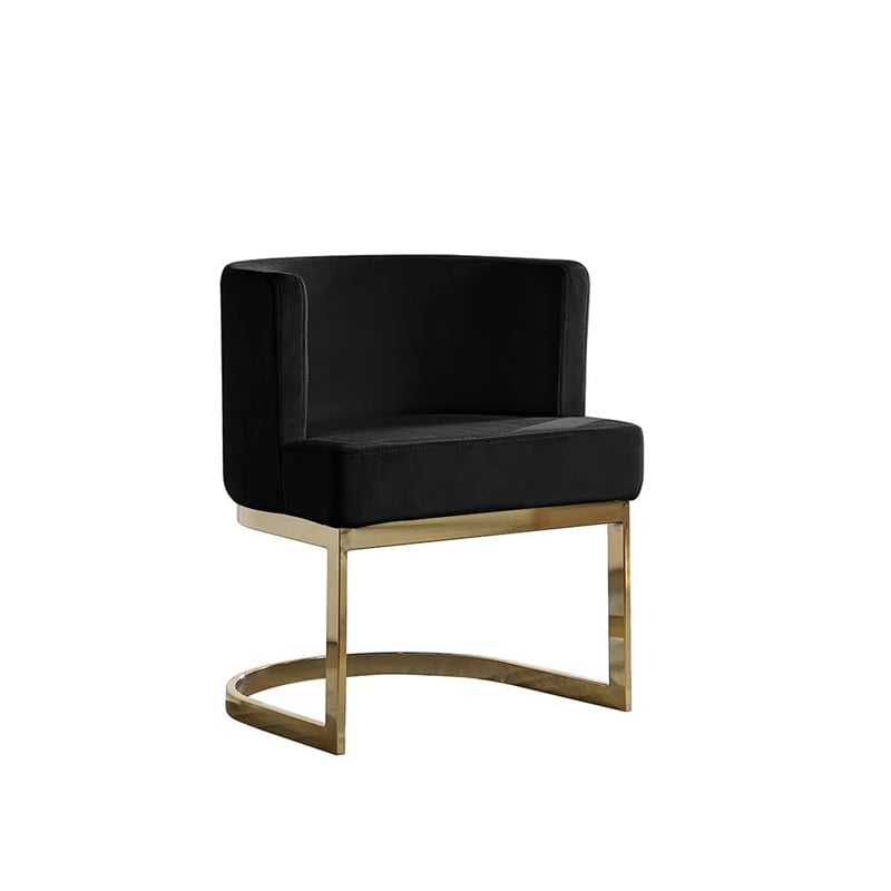 Velvet Black Accent Chair with Gold Chrome Base - 1 Chair