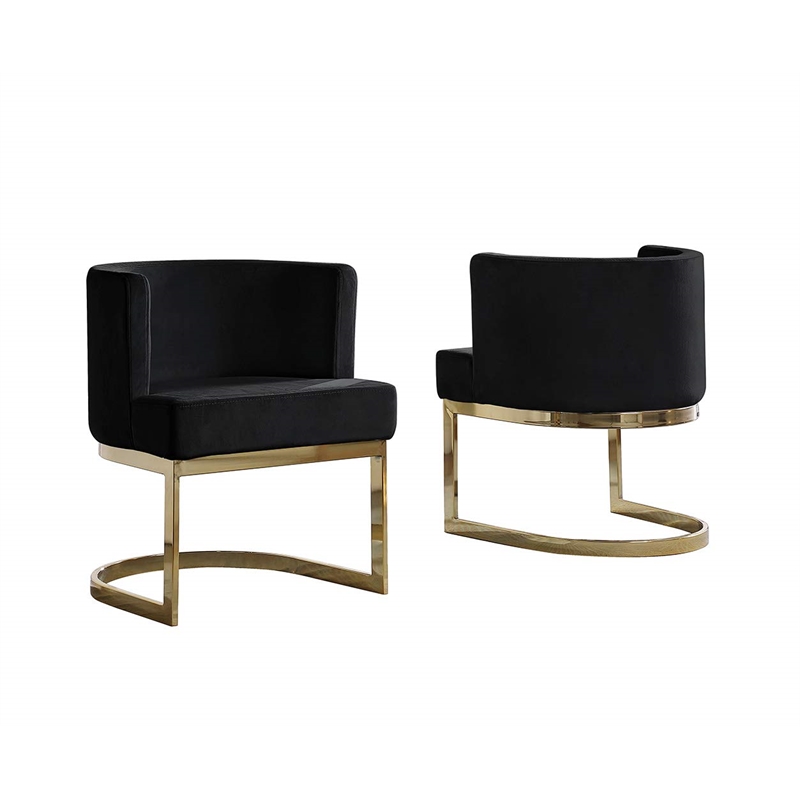 Velvet Black Accent Chair with Gold Chrome Base - 1 Chair