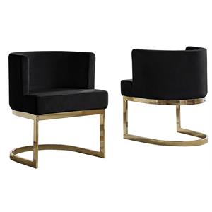 velvet black accent chair with gold chrome base - 1 chair