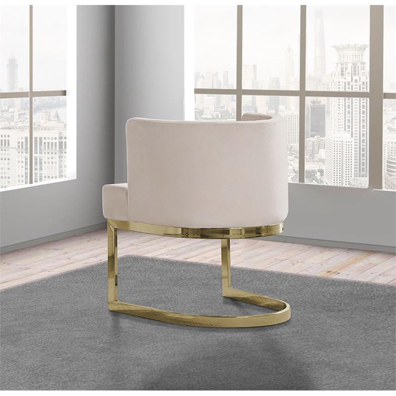 Velvet Beige Accent Chair with Gold Chrome Base - 1 Chair
