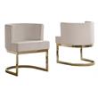 Velvet Beige Accent Chair with Gold Chrome Base - 1 Chair
