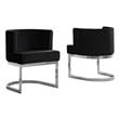 Velvet Black Accent Chair with Silver Chrome Base - 1 Chair