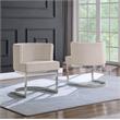 Velvet Beige Accent Chair with Silver Chrome Base - 1 Chair