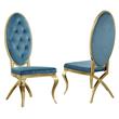 Tufted Velvet Dining Chairs in Teal Blue with Gold Stainless Steel (Set of 2)
