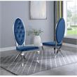 Tufted Velvet Dining Chairs in Navy Blue with Silver Stainless Steel (Set of 2)
