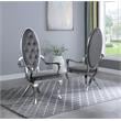 Tufted Arm Chairs in Dark Gray Velvet and Silver Stainless Steel (Set of 2)