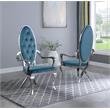 Tufted Arm Chairs in Teal Blue Velvet and Silver Stainless Steel (Set of 2)