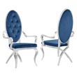 Tufted Arm Chairs in Navy Blue Velvet and Silver Stainless Steel (Set of 2)