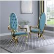 Tufted Arm Chairs in Teal Blue Velvet and Gold Stainless Steel (Set of 2)