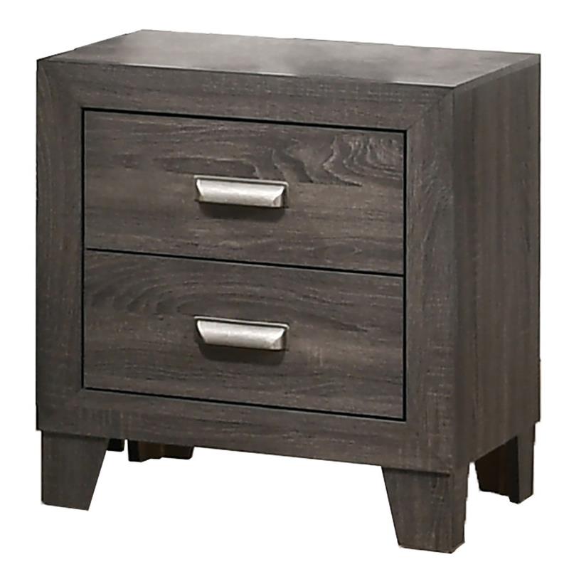 Rustic Wood Gray 5pc Bedroom Set in Queen Size with 2 Nightstands