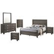 Rustic Wood Gray 6pc Bedroom Set in Queen Size with Chest and 2 Nightstands