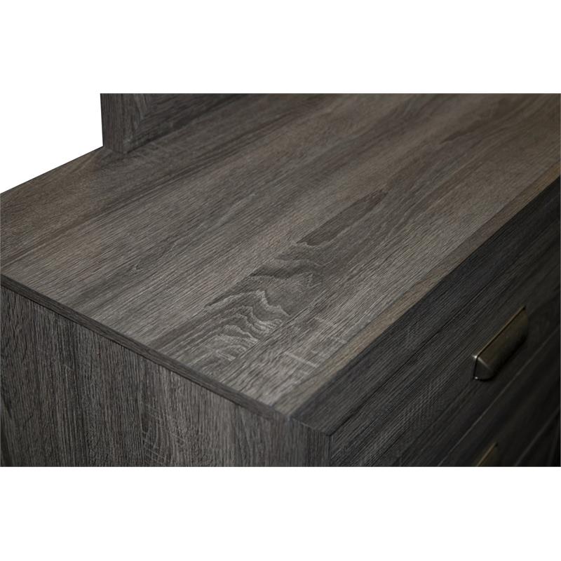 Rustic Wood Gray 5pc Bedroom Set in Twin Size with Chest