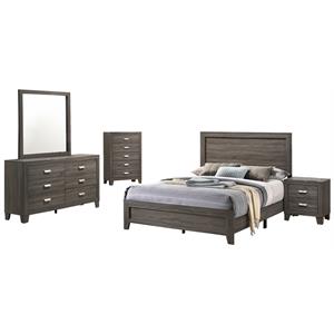 Rustic Wood Gray 5pc Bedroom Set in Full Size with Chest