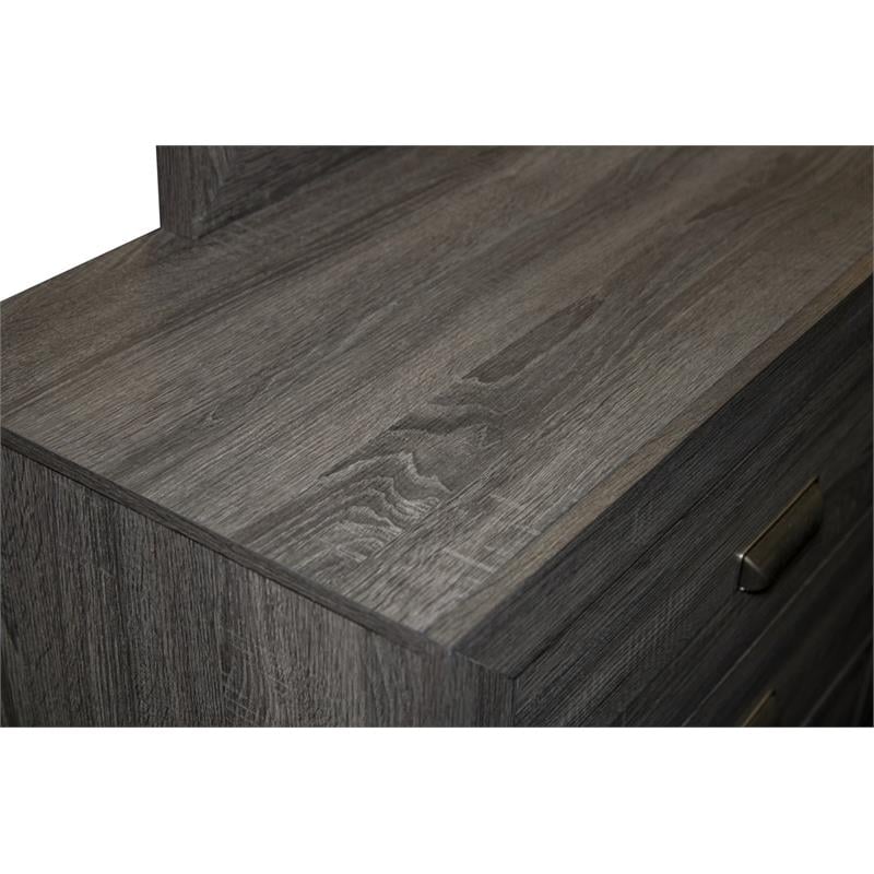 Rustic Wood Gray 5pc Bedroom Set in Full Size with 2 Nightstands