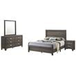 Rustic Wood Gray 4pc Bedroom Set in Eastern King w Dresser Mirror and Nightstand