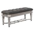 Gray Velvet Bedside Wood Bench with Tufted Seats