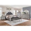 Elegant Metallic Gray Wood Bedroom Nightstand with 3 Drawers