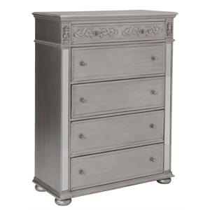 elegant metallic gray wood bedroom chest with mirror panels