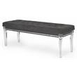 Lavish Gray Velvet Bedside Bench with Acrylic Legs