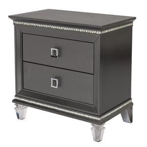 Lavish Bedroom Nightstand in Dark Gray Wood with Acrylic Legs