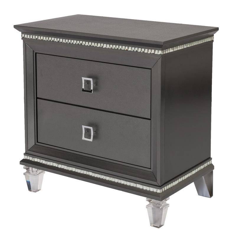 Lavish 3 Piece Gray Bedroom Set with Light up Headboard in Queen Size