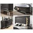 Lavish 3 Piece Gray Bedroom Set with Light up Headboard in Queen Size