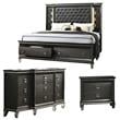 Lavish 3 Piece Gray Bedroom Set with Light up Headboard in California King