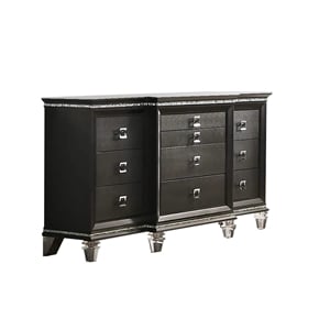 Lavish Dark Gray Wood Dresser with 10 Drawers including Jewelry Drawers