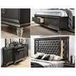 Lavish 3 Piece Gray Bedroom Set with Light up Headboard in Eastern King