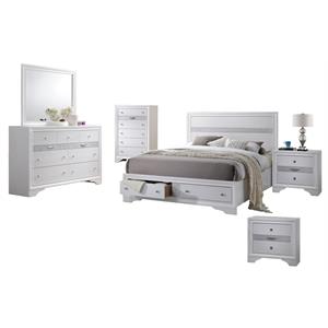 chic white 6 piece bedroom set with california king platform bed