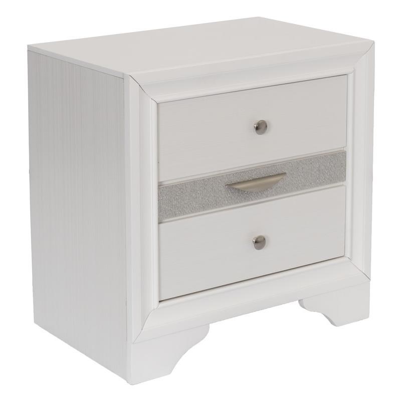 Chic White Wood Bedroom Nightstand with 3 Drawers