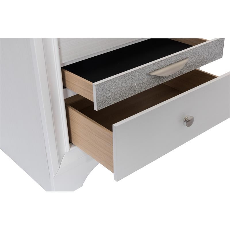 Chic White Wood Bedroom Nightstand with 3 Drawers