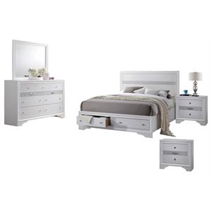 chic white 5 piece bedroom set with queen size platform bed