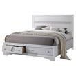 Chic White Wood Queen Sized Platform Bed with Footboard Storage