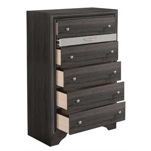 gray and silver wood bedroom chest with 1 jewelry storage drawer
