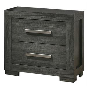 Weathered Gray Wood Bedroom Nightstand with 2 Drawers
