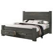 Weathered Gray Wood Queen Platform Bed with Storage