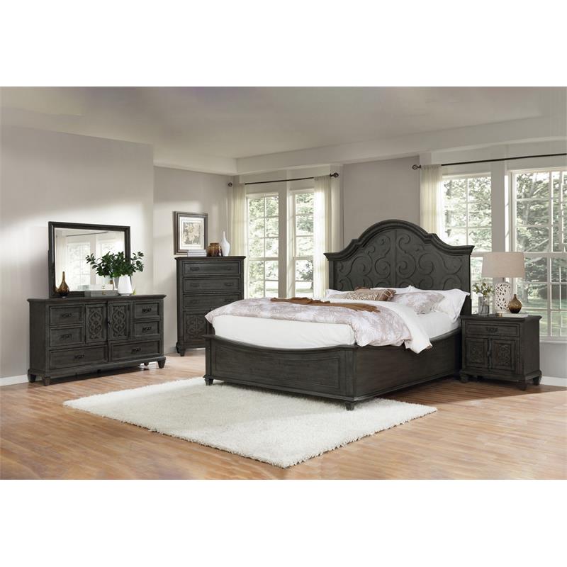 Rustic Gray Wood California King Panel Bed